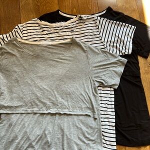 Women’s Layered Grey Tee - Casual Short Sleeve Top
